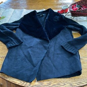 Melissa Paige black open front drape style cardigan.  Sweater back. Size XLP